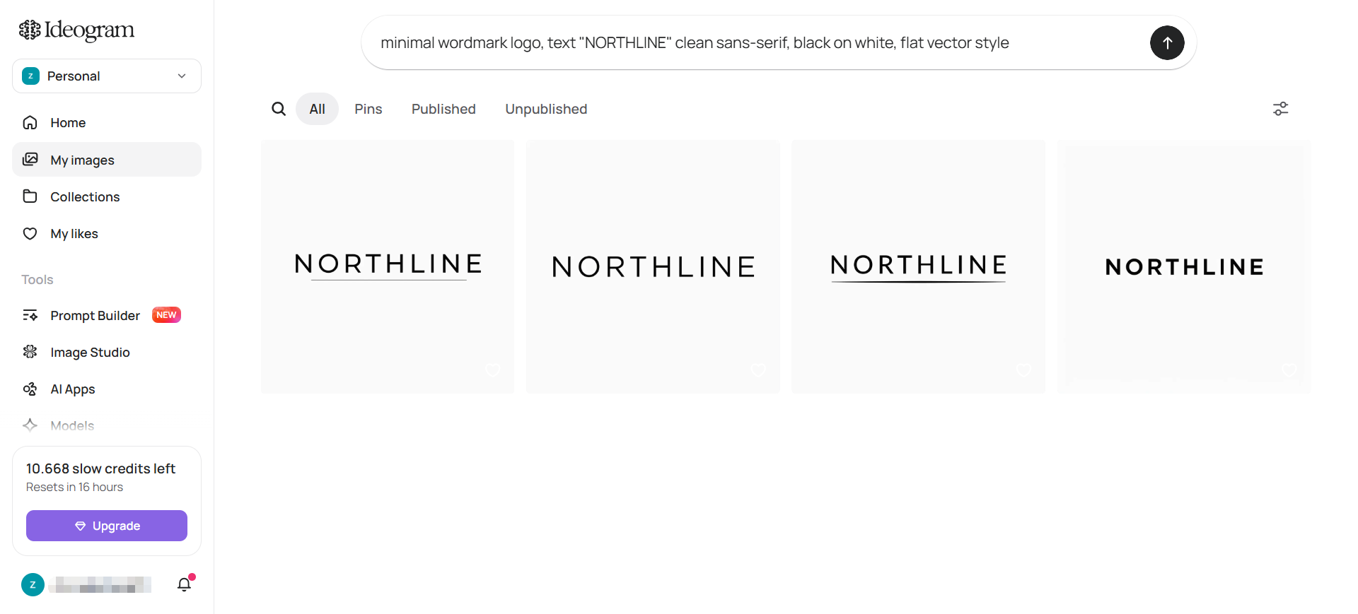 Ideogram results with readable NORTHLINE wordmarks from a logo prompt