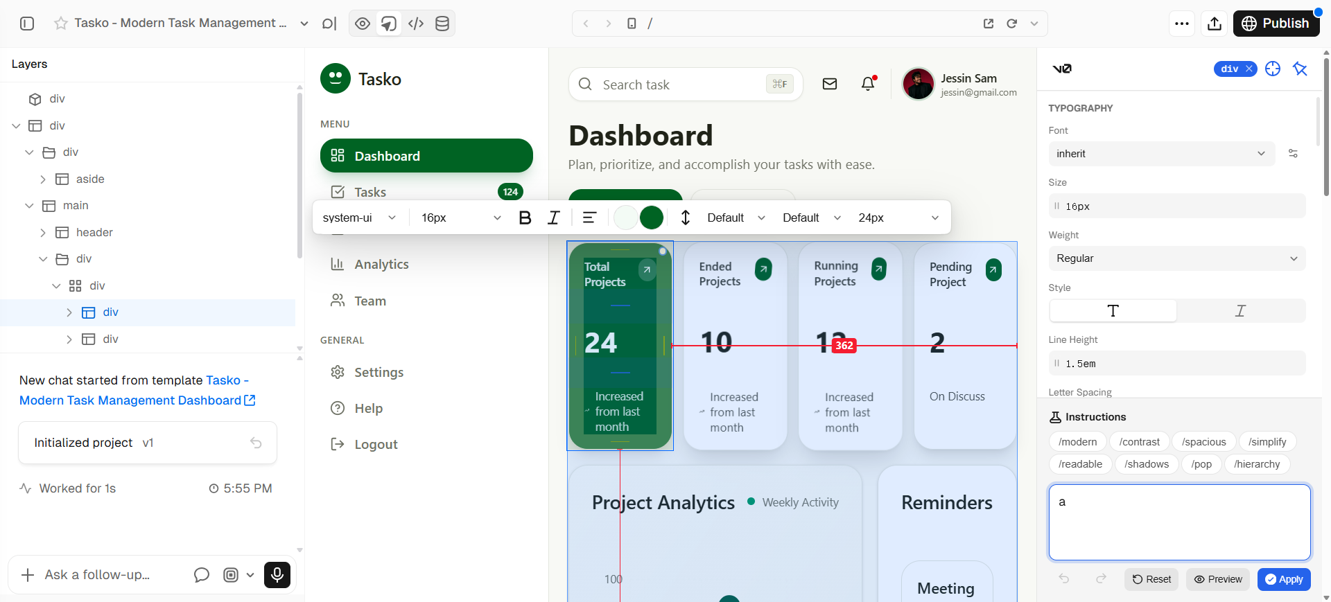 v0: prompt to live React UI preview and Design Mode