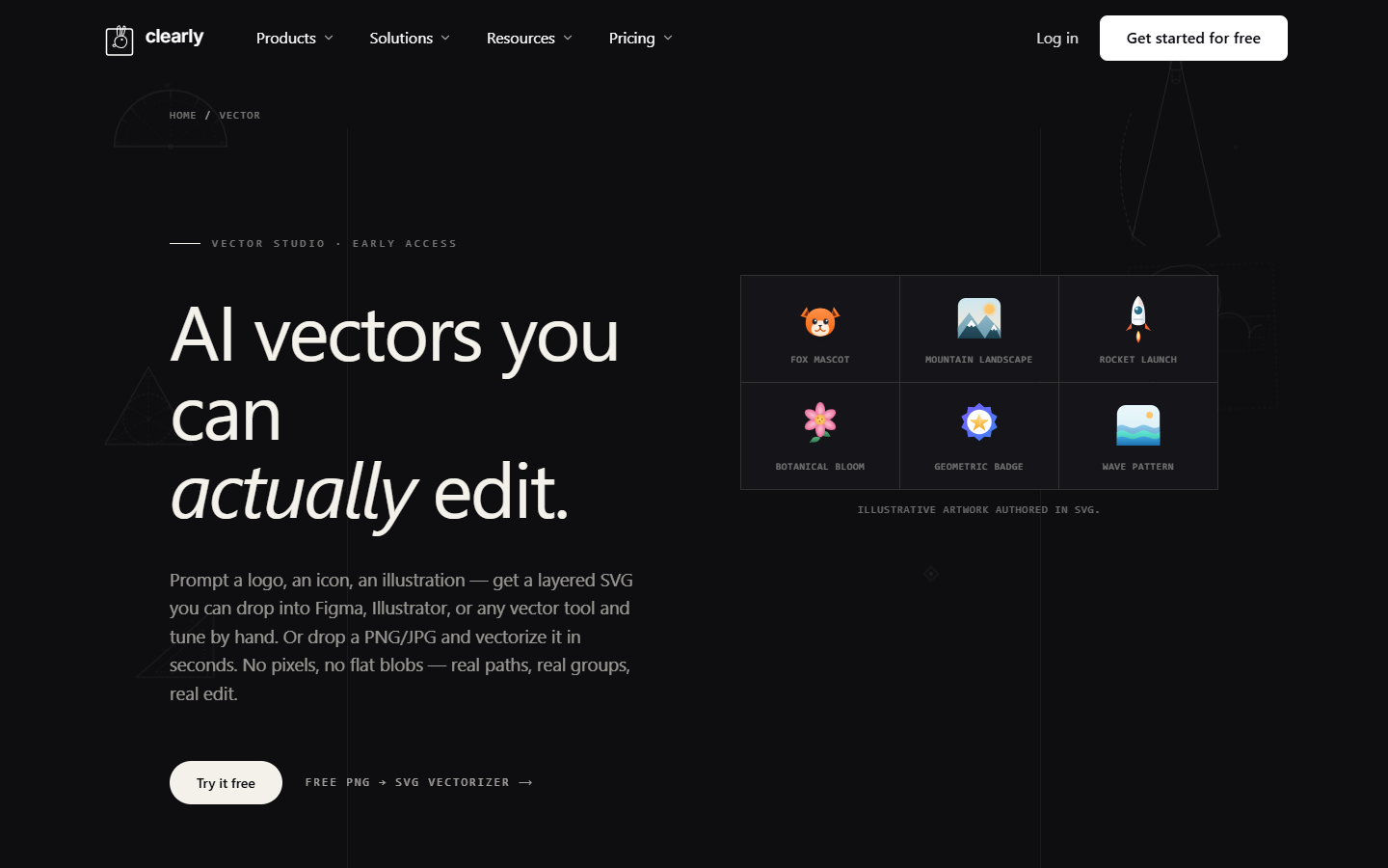 Clearly Vector homepage
