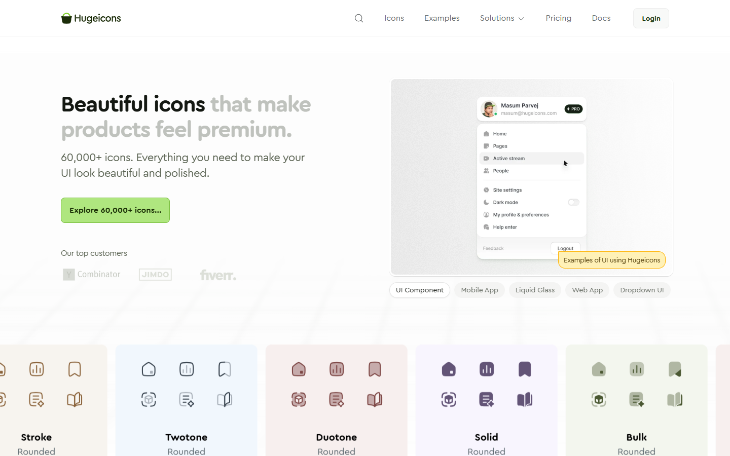 Hugeicons homepage
