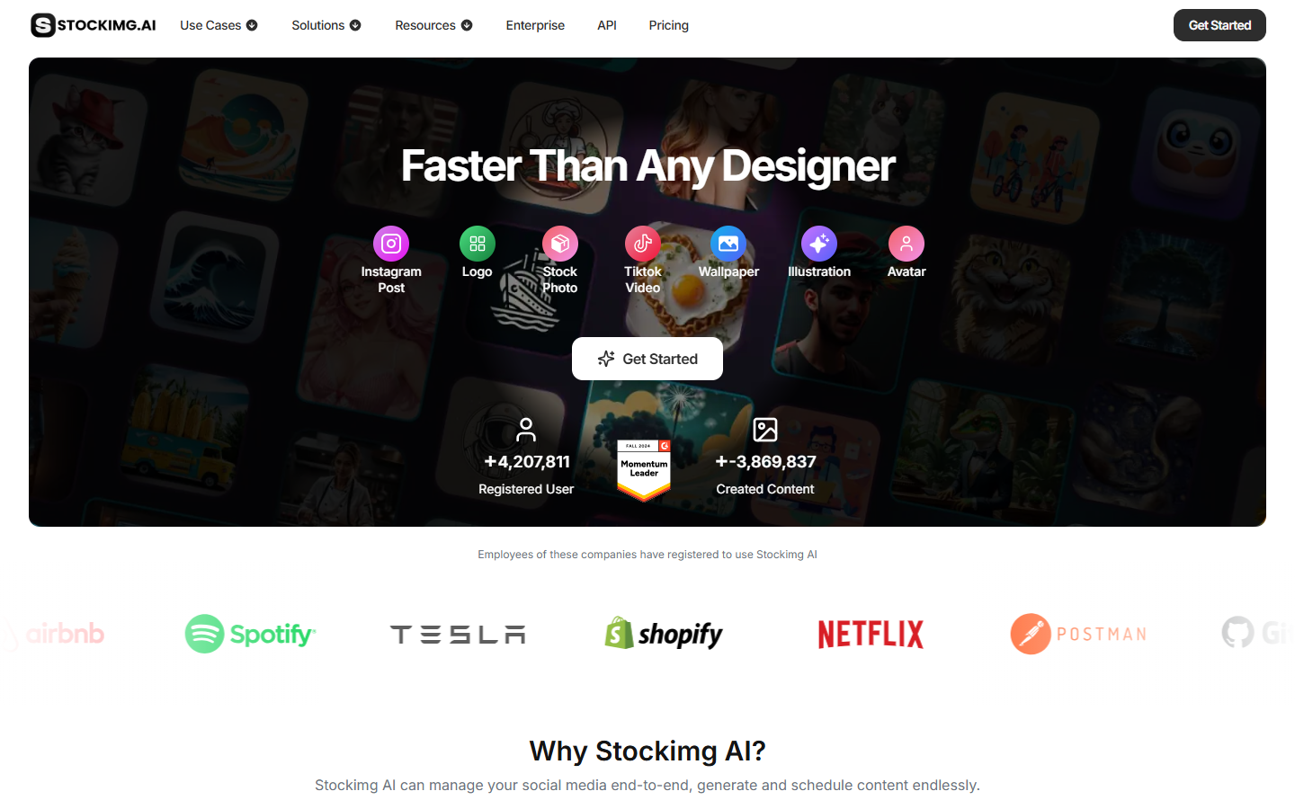Stockimg AI homepage